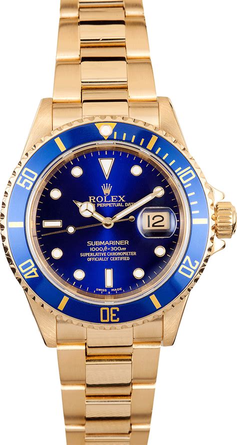 rolex submariner 18k yellow gold vintage|rolex submariner smurf white gold.